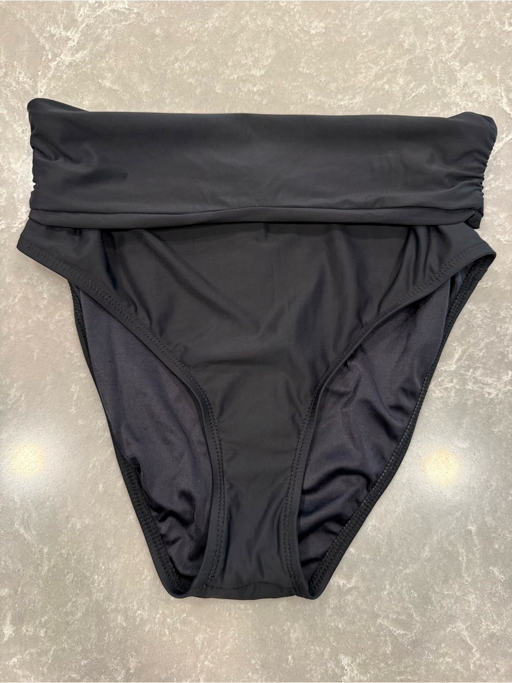 Athena Black High Waisted Bikini Bottoms Ruched Foldover Size 8 Like New